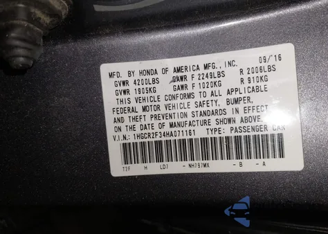 2017 Honda Accord Lx z USA, uszkodzony, nr VIN 1HGCR2F34HA071161